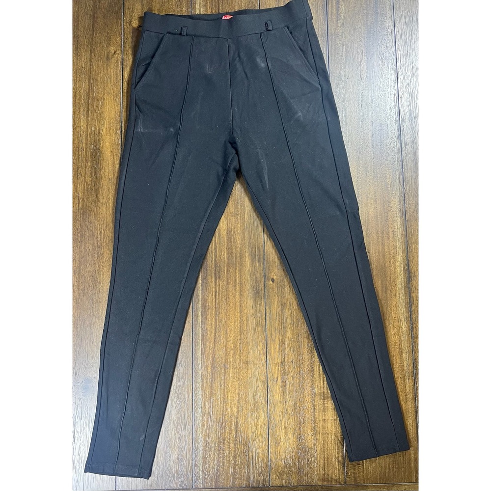 Maze Collection Black Ponte Pintuck Seam Pull On Pants Womens Size M High Rise